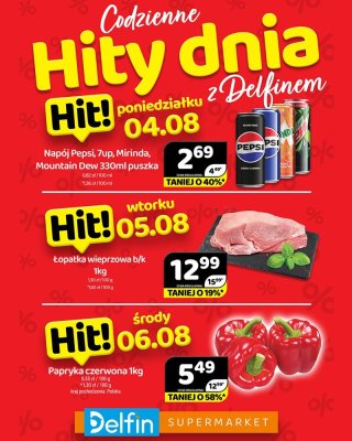 Delfin - gazetka promocyjna Codzienne hity dnia od poniedziałku 04.08 do środy 06.08