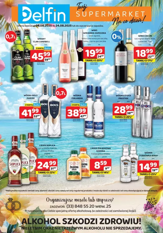 Delfin - gazetka promocyjna Ulotka alkoholowa  do niedzieli 24.08
