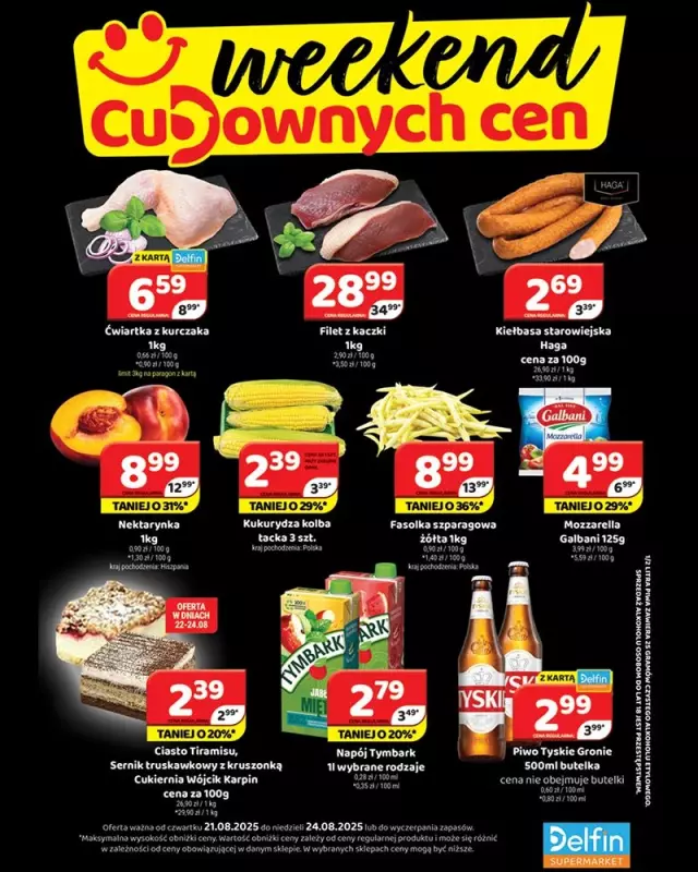 Delfin - gazetka promocyjna Weekend cudownych cen od czwartku 21.08 do niedzieli 24.08