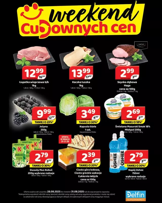 Delfin - gazetka promocyjna Weekend cudownych cen od czwartku 28.08 do niedzieli 31.08