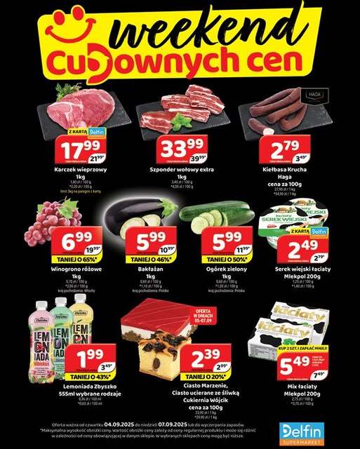 Delfin - gazetka promocyjna Weekend cudownych cen od czwartku 04.09 do niedzieli 07.09