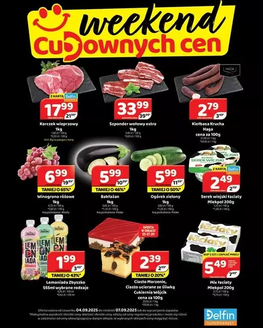 Delfin - gazetka promocyjna Weekend cudownych cen od czwartku 04.09 do niedzieli 07.09