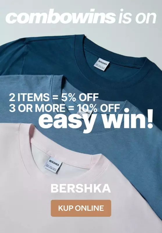 Bershka - gazetka promocyjna Do -10% Combo Wins od wtorku 29.07 do piątku 22.08
