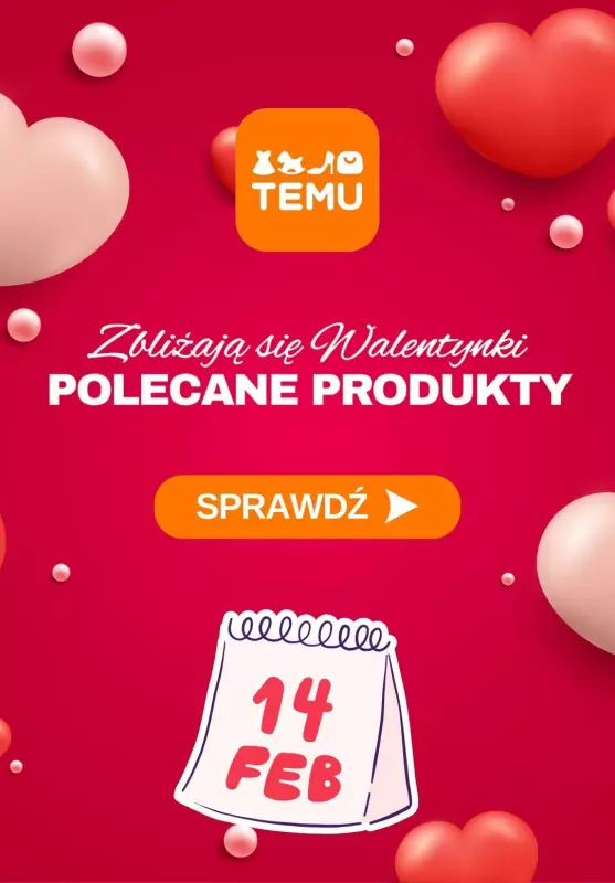 Temu - gazetka promocyjna Polecane produkty na Walentynki od czwartku 06.02 