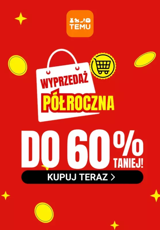 Temu - gazetka promocyjna Wyprzedaż półroczna do -60% taniej od poniedziałku 16.06 