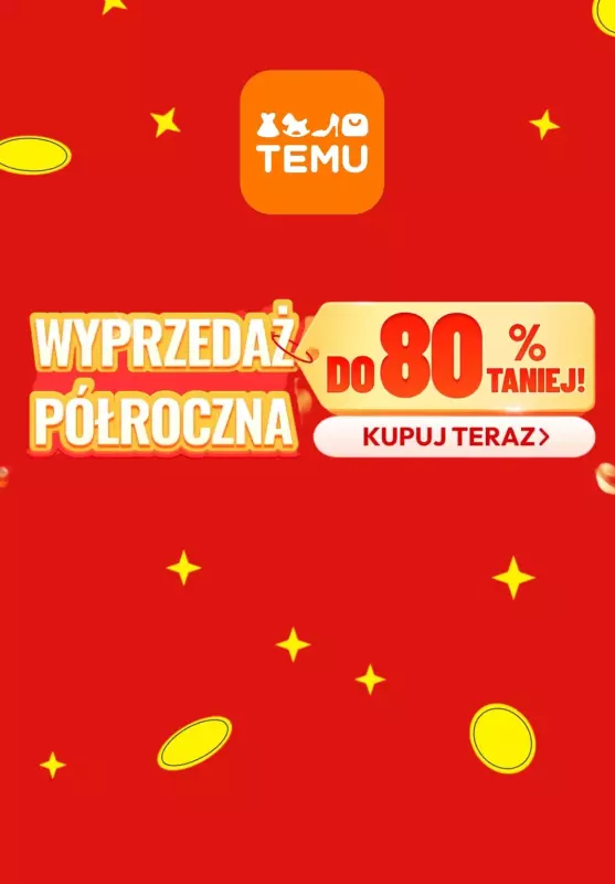 Temu - gazetka promocyjna Do -80% wyprzedaż półroczna od poniedziałku 23.06 