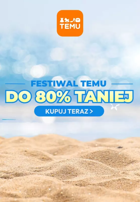 Temu - gazetka promocyjna Do -80% festiwal Temu  