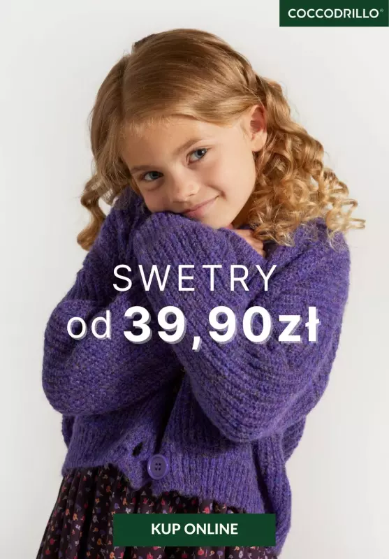 Coccodrillo - gazetka promocyjna SWETRY już od 39,90 zł od poniedziałku 28.10 