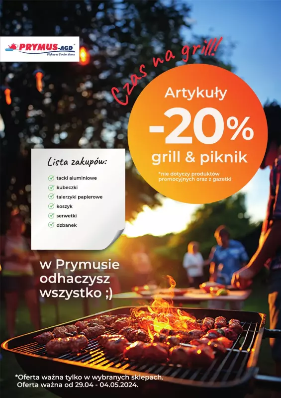 Prymus AGD / Home&Deco - gazetka promocyjna Plakat Grill&Piknik od poniedziałku 29.04 do soboty 04.05