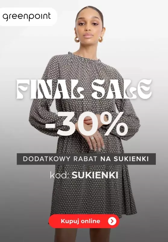 Greenpoint - gazetka promocyjna Extra -30% na sukienki z wyprzedaży od wtorku 17.09 do wtorku 24.09