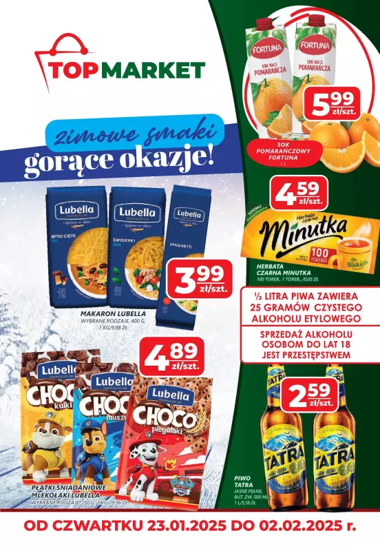 Top Market - gazetka promocyjna Gazetka od czwartku 23.01 do niedzieli 02.02