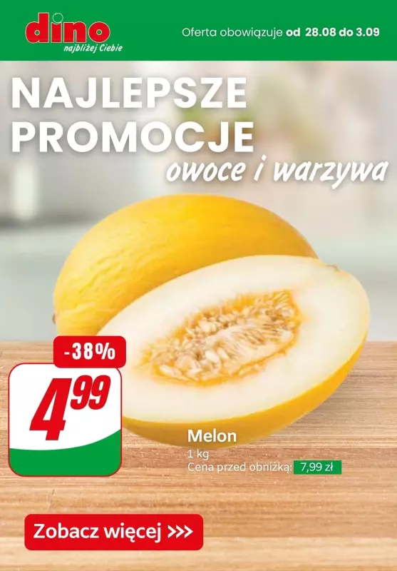 #OKAZJE w sklepach - gazetka promocyjna Dino | Owoce i warzywa - NAJLEPSZE PROMOCJE od środy 28.08 do wtorku 03.09