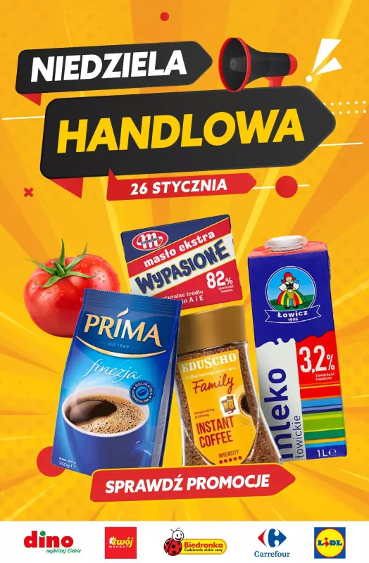 #OKAZJE w sklepach - gazetka promocyjna Niedziela handlowa - sprawdź promocje od czwartku 23.01 do niedzieli 26.01