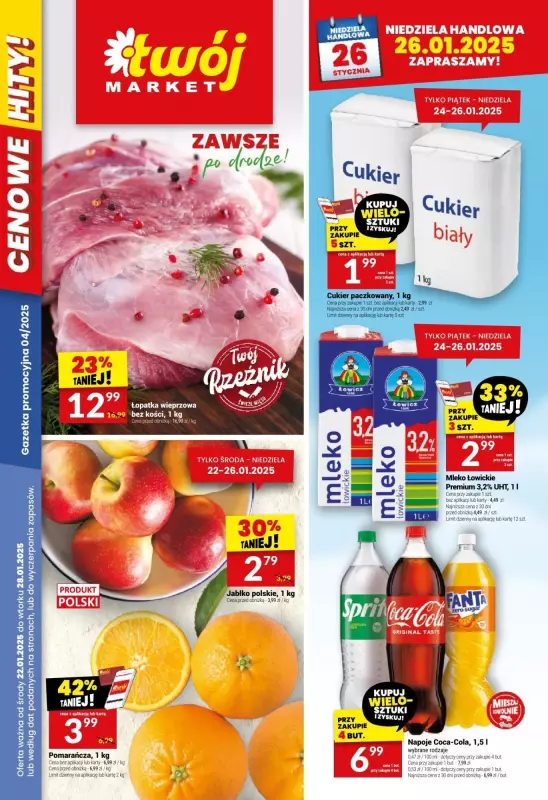 #OKAZJE w sklepach - gazetka promocyjna Twój Market I Gazetka od środy 22.01 do wtorku 28.01