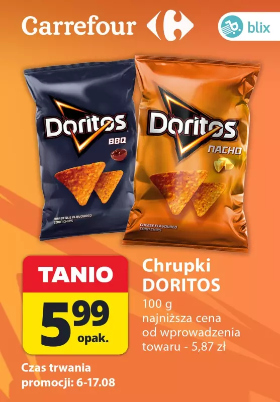 Oferty Lay’s - gazetka promocyjna Chrupki DORITOS od wtorku 06.08 do soboty 17.08