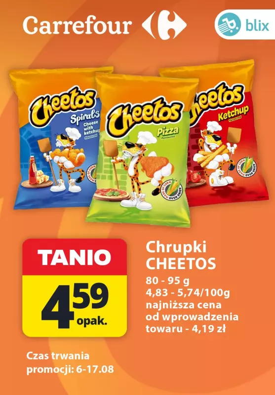 Oferty Lay’s - gazetka promocyjna Chrupki Cheetos od wtorku 06.08 do soboty 17.08