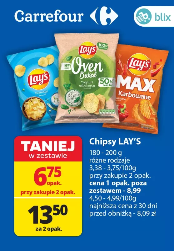 Oferty Lay’s - gazetka promocyjna Chipsy LAY'S od wtorku 13.08 do soboty 17.08