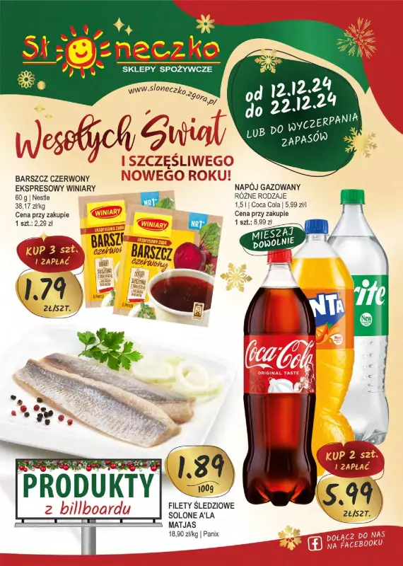 Słoneczko - gazetka promocyjna Gazetka od czwartku 12.12 do niedzieli 22.12