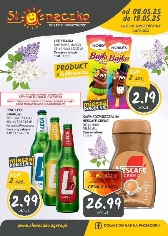 Słoneczko - gazetka promocyjna Gazetka od czwartku 08.05 do niedzieli 18.05