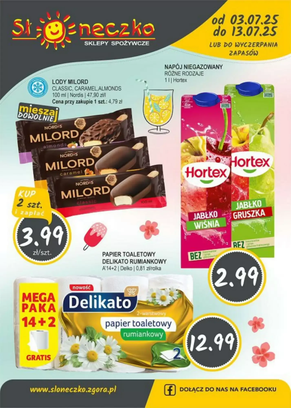 Słoneczko - gazetka promocyjna Gazetka od czwartku 03.07 do niedzieli 13.07