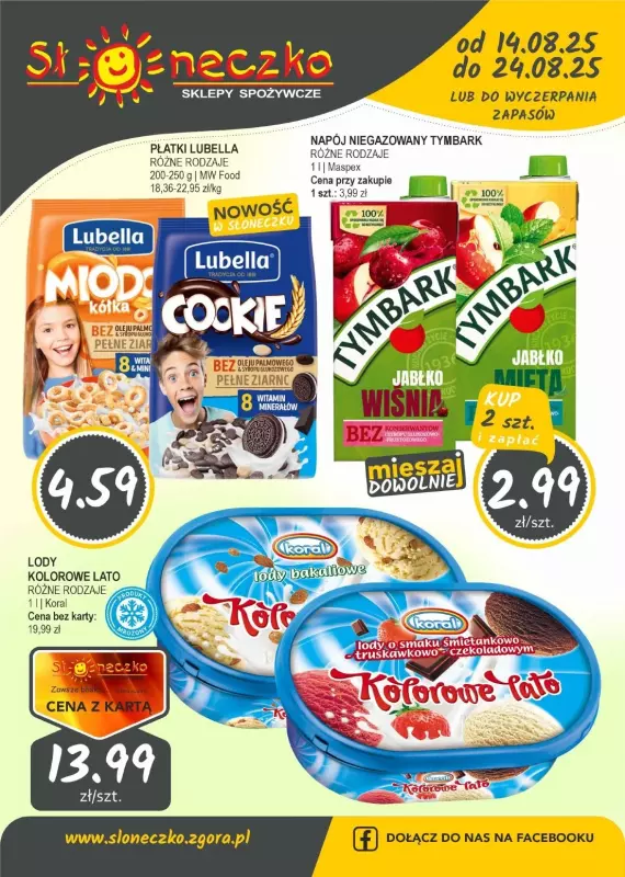 Słoneczko - gazetka promocyjna Gazetka od czwartku 14.08 do niedzieli 24.08