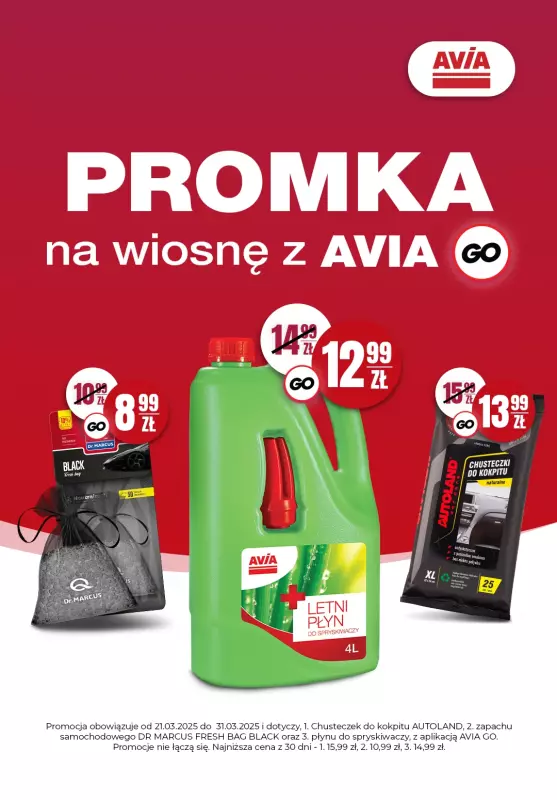 AVIA Stacje Paliw - gazetka promocyjna Letni płyn do spryskiwaczy od piątku 21.03 do poniedziałku 31.03