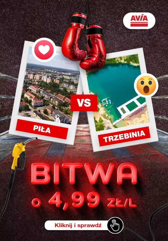 AVIA Stacje Paliw - gazetka promocyjna Bitwa o 4,99 zł/L! od poniedziałku 12.05 do wtorku 13.05
