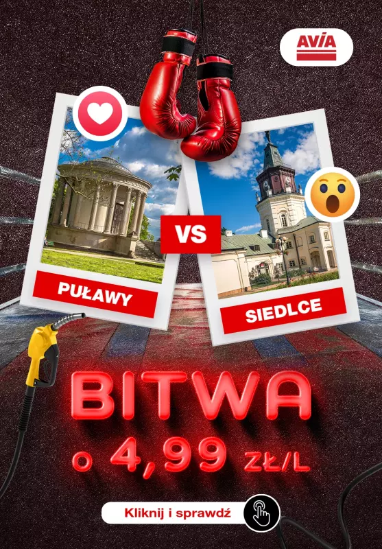 AVIA Stacje Paliw - gazetka promocyjna Bitwa o 4,99 zł/l! Puławy - Siedlce od poniedziałku 19.05 do wtorku 20.05