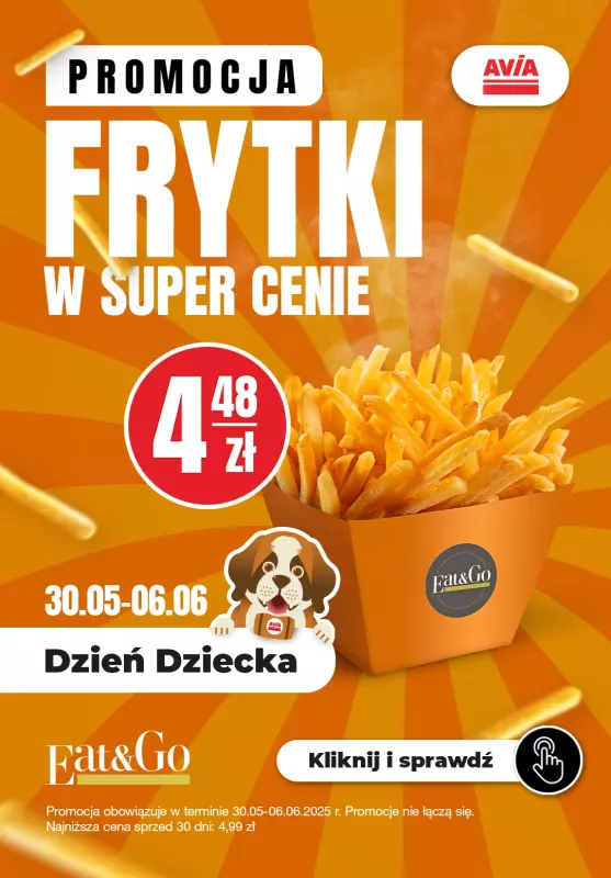 AVIA Stacje Paliw - gazetka promocyjna Frytki w super cenie od piątku 30.05 do piątku 06.06