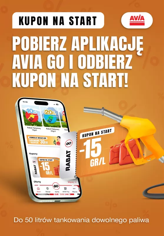 AVIA Stacje Paliw - gazetka promocyjna Kupon na start! od poniedziałku 01.09 do środy 31.12