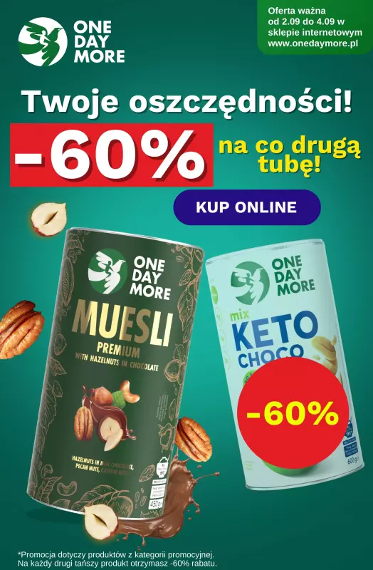 One Day More - gazetka promocyjna Co druga tuba -60% od wtorku 02.09 do czwartku 04.09