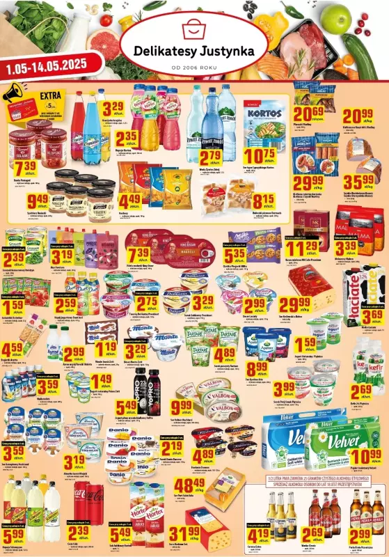 Delikatesy Justynka - gazetka promocyjna Gazetka od czwartku 01.05 do środy 14.05