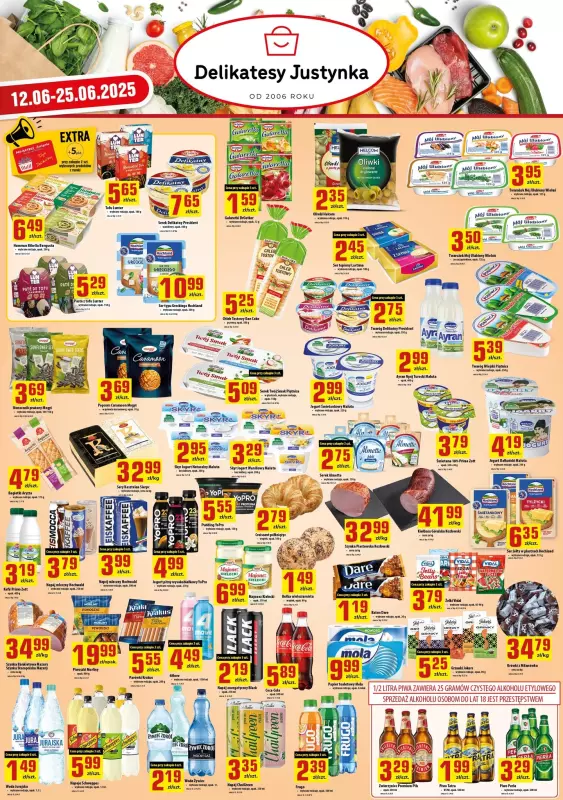 Delikatesy Justynka - gazetka promocyjna Gazetka od czwartku 12.06 do środy 25.06
