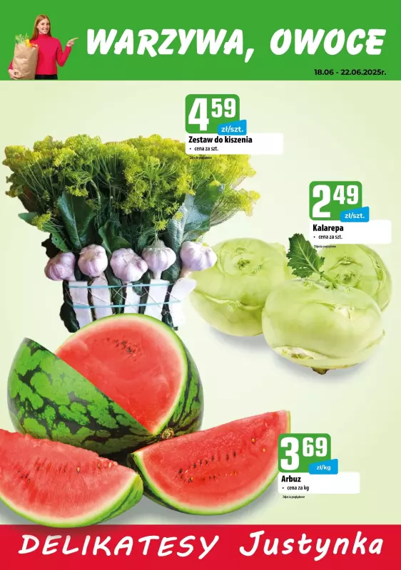Delikatesy Justynka - gazetka promocyjna Plakaty promocyjne od środy 18.06 do niedzieli 22.06