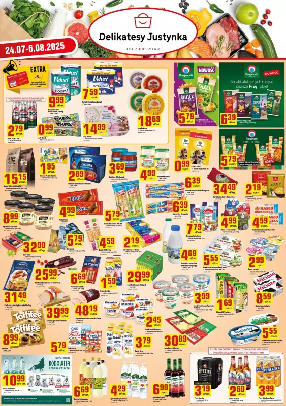 Delikatesy Justynka - gazetka promocyjna Gazetka od czwartku 24.07 do środy 06.08