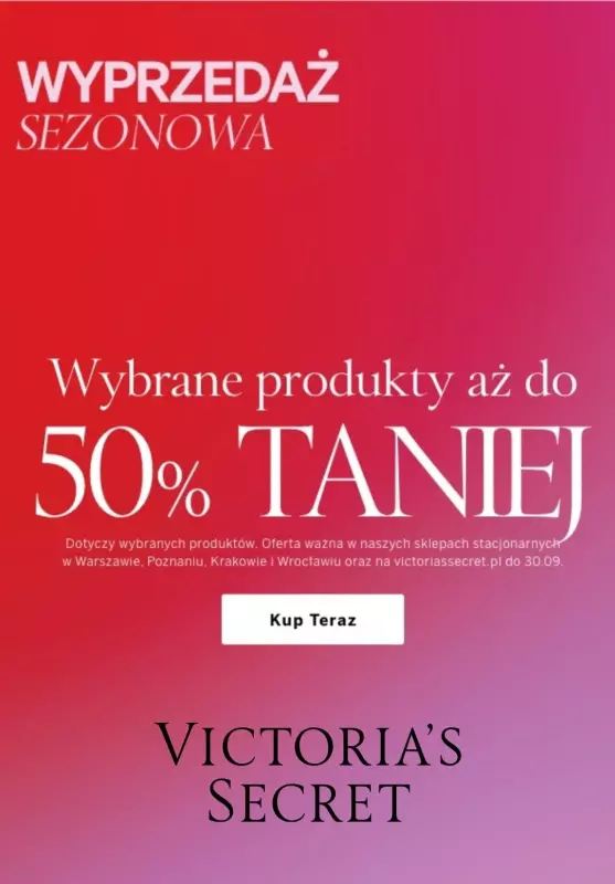 Victoria's Secret - gazetka promocyjna Wyprzedaż do -50% na wybrane produkty od wtorku 16.09 do wtorku 30.09