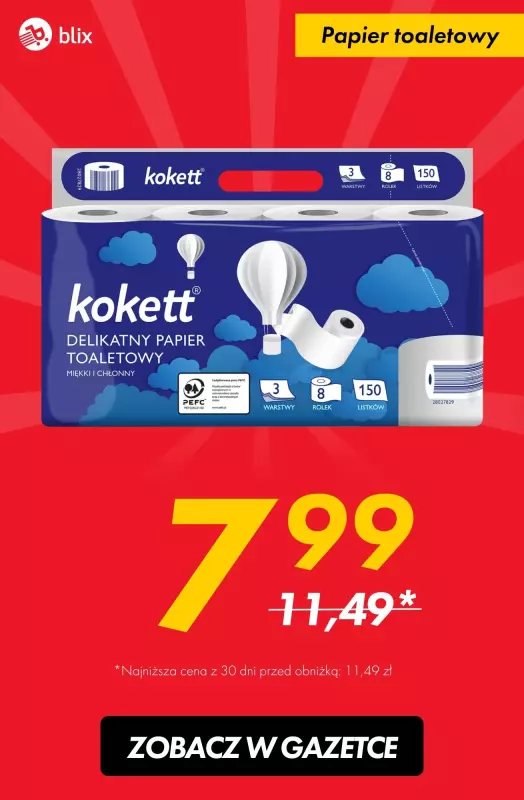 #TOP produkty - gazetka promocyjna Papier toaletowy 8 szt. za 7,99 zł od czwartku 07.11 do soboty 09.11