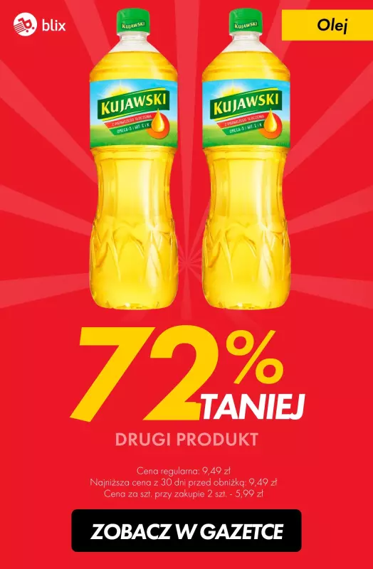 #TOP produkty - gazetka promocyjna Olej 72% taniej przy zakupie dwóch od czwartku 14.11 do soboty 16.11