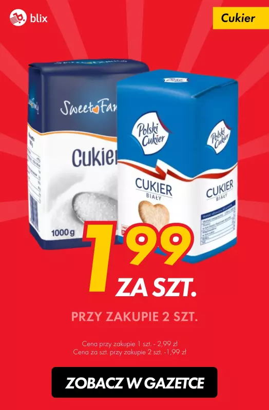 #TOP produkty - gazetka promocyjna Cukier za 1,99 zł przy zakupie 2 szt. od czwartku 07.11 do wtorku 12.11