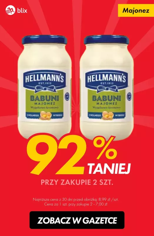 #TOP produkty - gazetka promocyjna Majonez taniej o 92%! od wtorku 12.11 do soboty 16.11