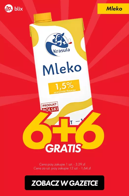 #TOP produkty - gazetka promocyjna Mleko 6+6 gratis od środy 13.11 do wtorku 19.11