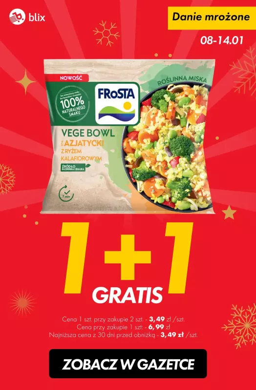 #TOP produkty - gazetka promocyjna Vege Bowl Frosta 1+1 gratis od środy 08.01 do wtorku 14.01