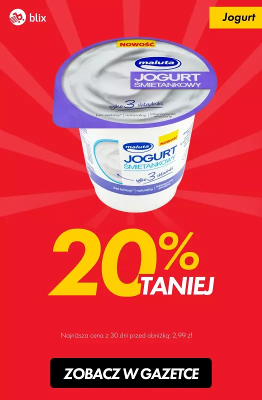 #TOP produkty - gazetka promocyjna Jogurt śmietankowy 20% taniej od czwartku 09.01 do soboty 11.01