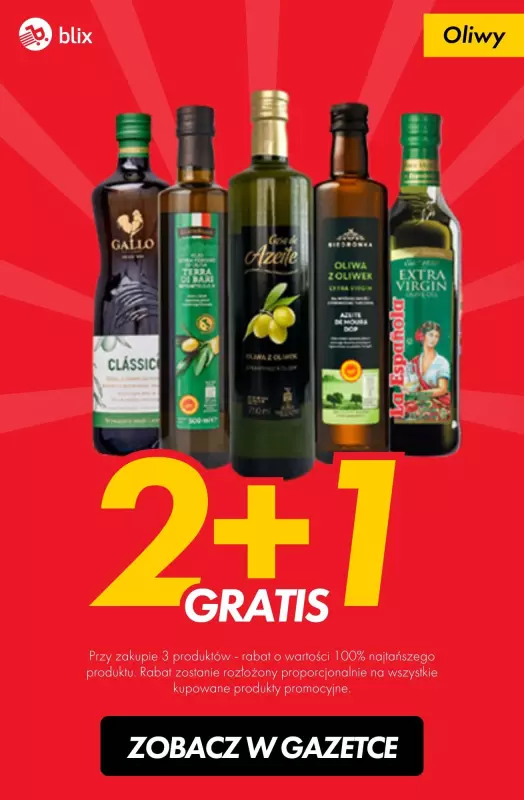 #TOP produkty - gazetka promocyjna Oliwy z oliwek 2+1 GRATIS! od środy 08.01 do soboty 11.01