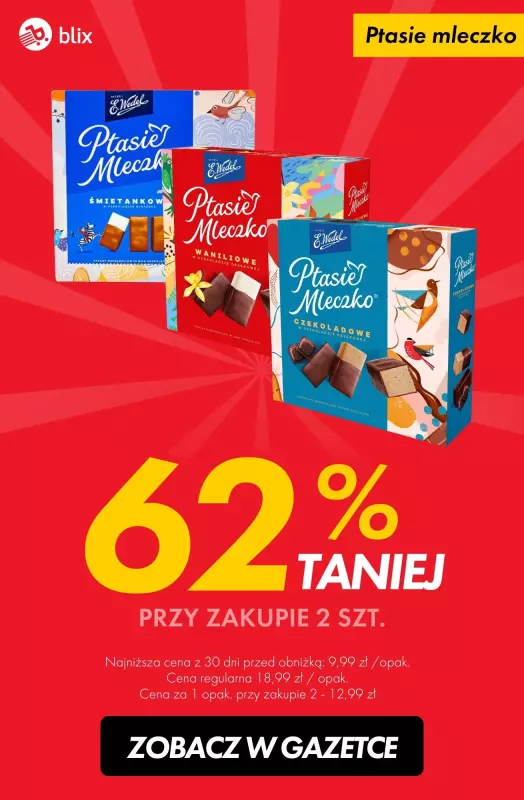 #TOP produkty - gazetka promocyjna Drugie ptasie mleczko taniej o 62% od poniedziałku 13.01 do soboty 18.01