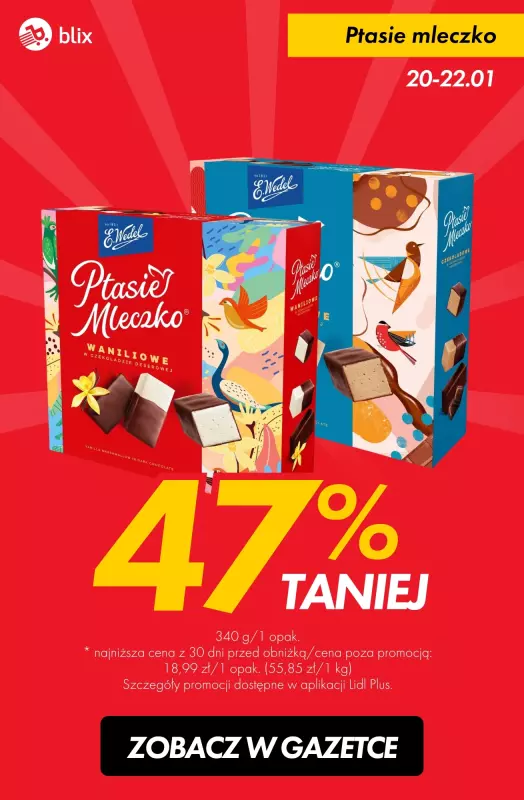 #TOP produkty - gazetka promocyjna Ptasie mleczko 47% taniej od poniedziałku 20.01 do środy 22.01