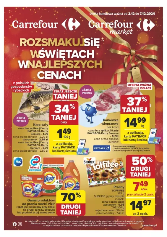 #Świąteczne zakupy - gazetka promocyjna Carrefour | Gazetka Rozsmakuj się w świętach w najlepszych cenach od wtorku 03.12 do wtorku 24.12