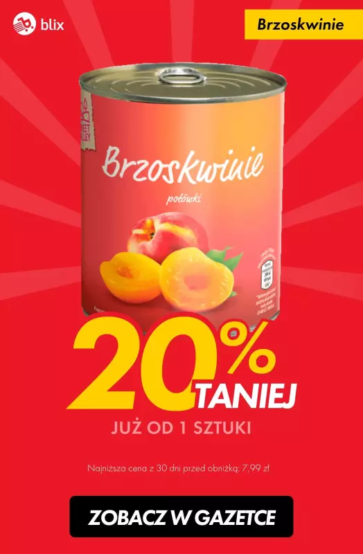 #Świąteczne zakupy - gazetka promocyjna Brzoskwinie w puszce 20% taniej od poniedziałku 09.12 do piątku 13.12