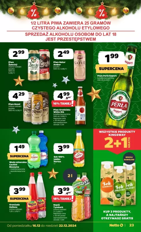 #Świąteczne zakupy - gazetka promocyjna Netto I Gazetka Spożywcza od poniedziałku 16.12 do niedzieli 22.12 - strona 23