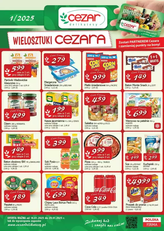 CEZAR Delikatesy - gazetka promocyjna Gazetka od czwartku 16.01 do środy 29.01